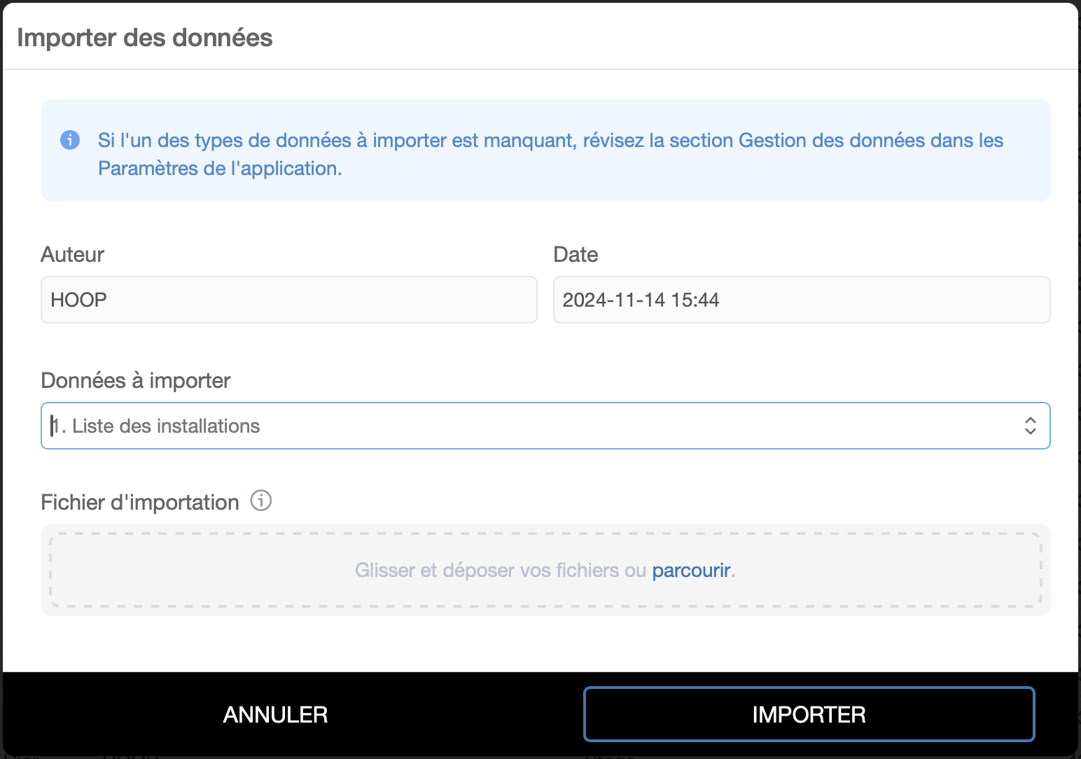 Importer des données sur la plateforme STAGE+